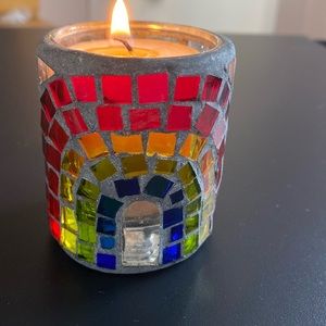 Hand Crafted Rainbow Stained Glass Votive